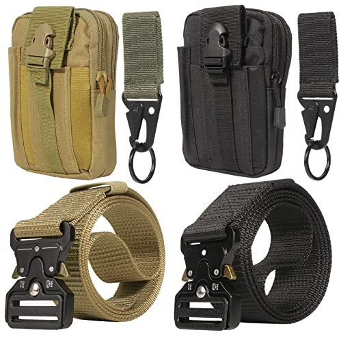 KEESIN 2 PCS Tactical Belt & Molle Pouch & Snap Hook 49x1.5 Nylon Military Belts with Heavy Duty Quick Release Metal Buckle,Taille Arbeitsgürtel für Männer/Frauen Outdoor Sports Camping Jagd