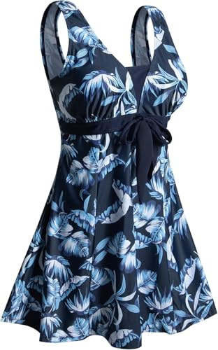 ECUPPER Womens Plus Size Swimsuit One Piece Skirted Swimwear Tummy Control Swimming Costume with Shorts