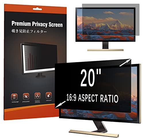 HaruYo Amovible Filtre de Confidentialité Premium pour 20 Pouces, Privacy Anti Espion Filtre, Anti-Lumière Bleu Film de Protection pour Écran d’Ordinateur & Moniteur 20 16:9