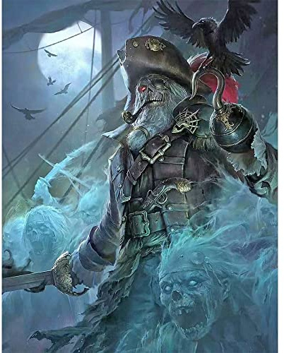 Square Drill Diamond Painting Eckige Steine Skull 40x50 cm 3D Ai Diamond Painting Totenkopf Piraten Kapitän Diamant Painting Bilder Erwachsene Diamant Gemälde Malerei Kits Malen nach Zahlen Mosaik