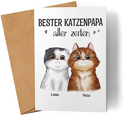 Kiddle-Design Katzenbesitzer Karte Personalisiert Katzenpapa Katzenliebhaber Katzenmotiv Spruch Name Katzenfreund Haustier Grußkarte Geburtstagskarte