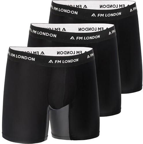 FM London FM London (Confezione da 3) Boxer da Uomo in Fibra di bambù con Interno Coscia Anti-sfregamento Boxer Uomo (Pacco da 3)