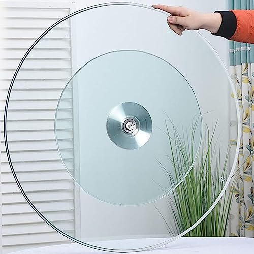 Plateau tournant en verre pour table de salle à manger et cuisine – Plateau rotatif rond de 90 cm – Rotation silencieuse et fluide – Grande assiette de service – Roulement en alliage d'aluminium