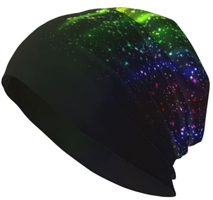 ObabO Grape Modische Strickmütze für Erwachsene, elastische Beanie-Mütze, leichte Laufmütze, Freizeit-Bean-Mütze, randlose Mütze, Rainbow Neon, Einheitsgröße
