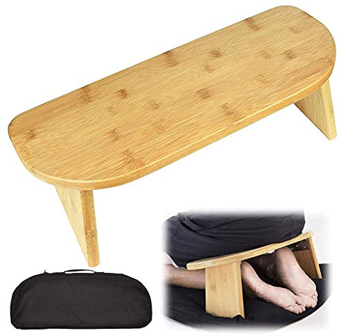Faltbare Meditationsbank, tragbarer Kniestuhl (18 B x 7,5 L), Yogahocker aus Bambus mit Reisetasche