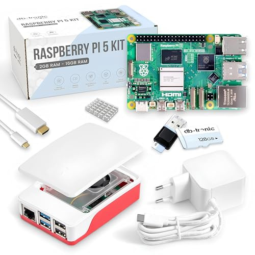 Raspberry Pi 5 8GB Starter-Kit | 128GB Edition | 27W Netzteil | Gehäuse mit Lüfter | 4K Micro HDMI Kabel 1m | Ideal für Smart Home, Retro Gaming und Home Assistant