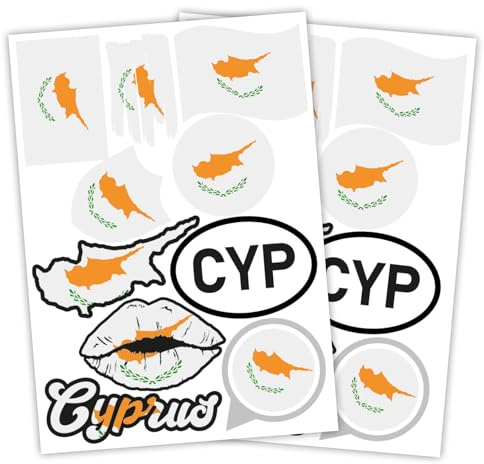 Finest Folia 2er Set DIN A4 Länderaufkleber Fahne Aufkleber Länderfahne Flagge für Auto Motorrad Sticker Länderflagge selbstklebend wetterfest R217 (66 Zypern)