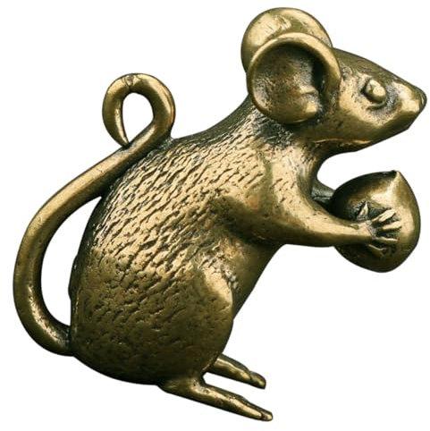 Alipis 4 -Ornament Aus Messing Figur Ratte Anhänger Schmuck Dekoration Von Gefälschten Büchern Schreibtischaufsatz Auto Model Haushalt Kleine Büro
