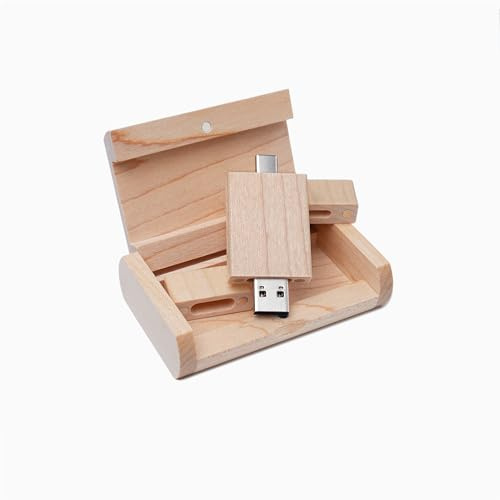 YaxinyClé USB C 8 Go en bois d'érable - Clé USB 2.0 et C OTG - Clé USB Type C pour smartphone Android