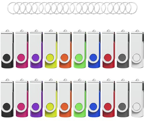 Cle USB 16 Go Lot de 20,WOOOLKEN Clés USB 2.0 Flash Drive Stockage | pour Word, PDF, école et bureau