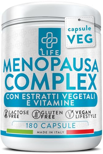 Integratore Menopausa Completo 180 Capsule PiùLife, 3 Al Giorno, Vampate, Stanchezza Fisica Mentale, Relax, Gonfiore Addominale, Con Dioscorea Villosa, Salvia Menopausa, Passiflora, Trifoglio Rosso