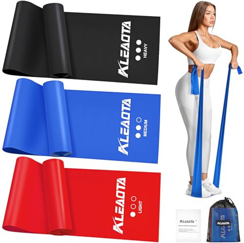Resistance Bands, Exercise Band with 3 Resistance Levels, Stretch Bands with Carry Bag & Exercise Guide, Therapy bands for Yoga, Pilates,Strength Training, Gym, Fitness, Rehab