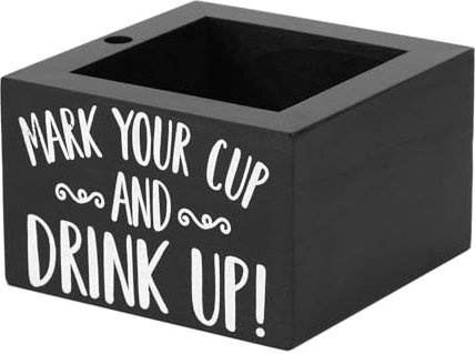 QWORK Portavasos desechable con ranura para marcador, de madera maciza, soporte de madera para fiestas, dispensador de bebidas, organizador de vasos para cocina, fiestas, baños, decoración de fiesta