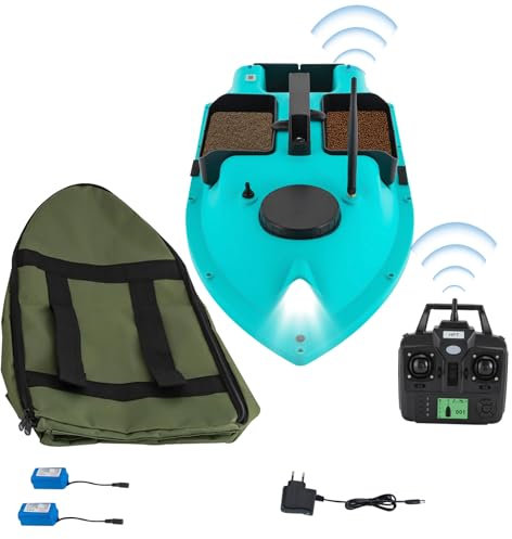 RUETERY Futterboot, GPS Köderboot, Fishing Bait Boat mit LED-Licht und 2 x 5200Mah Li-Ion Batterien, 600m Reichweite der Fernbedienung, Futterboot Angeln mit Tragetasche, für Flüsse, Seen und Ozeane