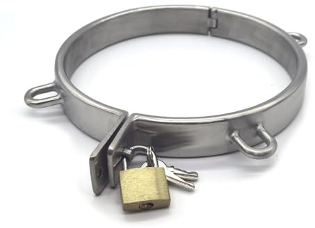 Qodpxxi Metall Hals Kragen Halsreif Sklave Sex Halsband mit 4 Ösen O Ring BDSM Bondage Sex-Halsbänder/Halsfessel Abschließbar Fetisch Restraint Spiel Collar Choker Sex Spielzeug für Frauen Männer