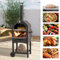 YODOLLA Outdoor Wood Fired BBQ Pizza Maker, 3-Tier Freestanding w/Chimney, Thermometer, Pizza Stone, Wheels & Charcoal Grill for Camping, Backyard Party