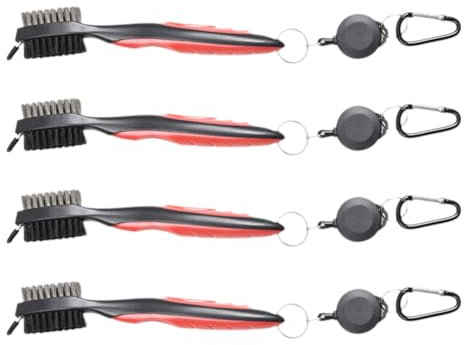 Goorvoucs Golfschläger-Reinigungsbürste, Doppelseitiges Ball-Reinigungswerkzeug, Nylon-Stahlbürste, Reinigungswerkzeug-Zubehör Rot