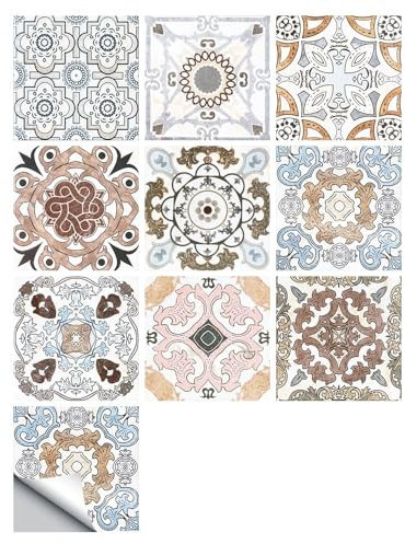 20 PCS Fliesenaufkleber Selbstklebende,Einfache Farbe,marokkanischer Stil,Fliesen Fliesenaufkleber für Bad und Küche Deko Wasserfest Fliesen Aufkleber,20x20cm