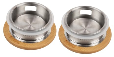 Ciieeo 2 Stück Ersatzdeckel für Wasserflasche mit Bambus und Edelstahl Auslaufsicherer Deckel Praktischer Filter für Wasserkrüge und Trinkflaschen