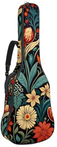 Rote Herbst-Ahornblätter, gepolsterte Gitarrentasche, schützende Akustikgitarre, Gigbag für E-Bass, Konzertgitarre, Mehrfarbig 04, 42.9x16.9x4.7 in, Lässiger Tagesrucksack