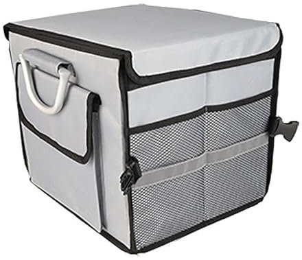 POIBNZ Auto Kofferraum Organizer für VW Polo 2011-2018, Wasserdicht Multifunktionelle Kofferraumtasche Auto Kofferraumbox, Autotasche Auto Verstauen Zubehör,S-Grey