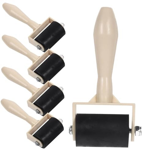 COOPHYA 5 Stück Druckwalze Gummi Kunststoff Kinder Druckwerkzeug Selbstgemacht Basteln Tintenroller Leichte Langlebige Malhilfe Für Glatte Flächen