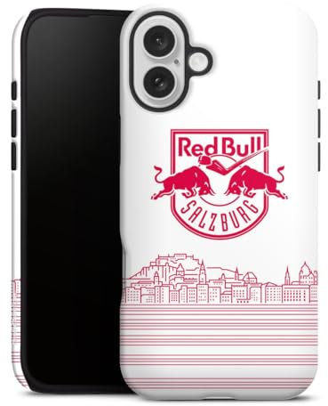 Panzer Handyhülle kompatibel mit Apple iPhone 16 Plus robuste Outdoor Hülle Schutzhülle matt Eishockey Skyline EC Red Bull Salzburg
