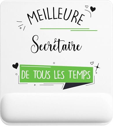 Planetee Tapis de Souris Secrétaire Meilleure Temps Femme | Accessoire Bureau Ergonomique - Idéal pour Anniversaire, Collègue, Secret Santa Noël, Fête des Pères et Fête des Mères