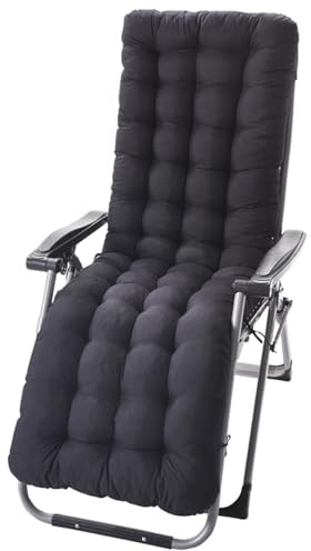 Mateju Cojín para Tumbona de Jardín, Suave Cómodo Cojín Reclinable Colchoneta para Tumbonas, Ideal para Exterior Sillas Balcón Playa Terraza, Minimalist (Negro,48x155x8cm)