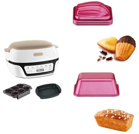 Tefal Cake Factory Four à gâteau intelligente KD804910, 5 programmes automatiques + 11 moules CreaBake et 1 moule à partager