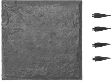 VEVOR Pietre da Giardino 395 x 395 mm Pietre Decorative con Picchetti, 16 Pezzi, Pavimentazione in Plastica Resistente alle Intemperie, Superficie Liscia, Passerelle Esterne per Prato, Patio, Grigio