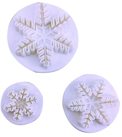 3 Stück Schneeflocken Backform Küche Keks Ausstecher Gebäck Plunger Stempel Stanzform Fondant Kuchen Dekorieren Werkzeuge Gebäck Kolben
