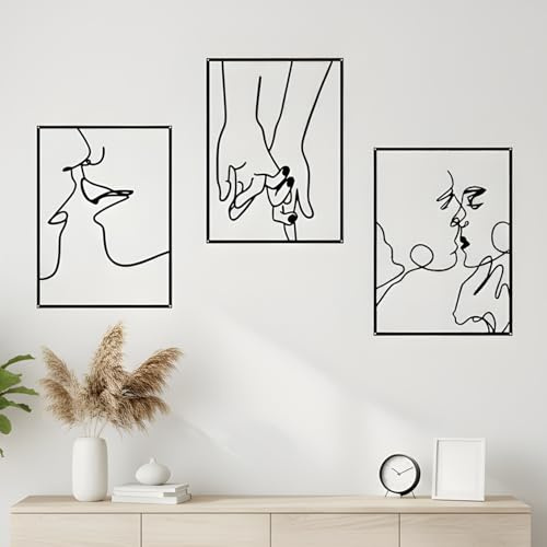 Homorro Decoracion Pared Metal 3 Piezas Esculturas Cuadros Decoración Salon Modernos Dormitorios Adornos Encima Cabecero cama Decorativa Wall Art Decorativo Dormitorio Decoração Quarto Minimalista