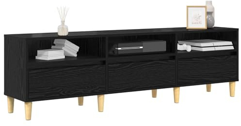vidaXL TV-Schränk Schwarz Eichen-Optik 150 x 30 x 45 cm Holzwerkstoff, Wohnzimmer, rechteckiger rustikaler TV-Ständer, robuster Schrank mit viel Stauraum, stylisches Design, schmale Beine
