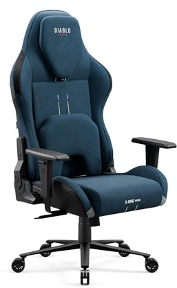 Diablo X.One Prime Gaming Stuhl Stoff mit Kopfstütze und Lendenkissen | Gaming Chair mit kühlendem Sitz, Magnet-Kopfstütze, Lendenkissen, Metallbasis, Armlehnen und leisen 360-Rollen