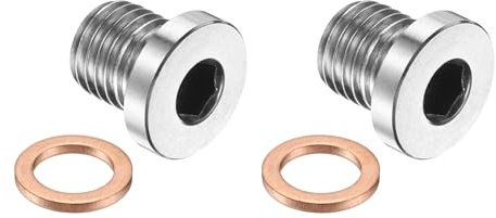PATIKIL 2 Pcs Tappo Filettato 1/4 BSP 304 Acciaio Inossidabile Per Tenuta | Con Testa A Bussola Interna E Rondella In Rame, Adattatore Connettore, Olio Gas Acqua