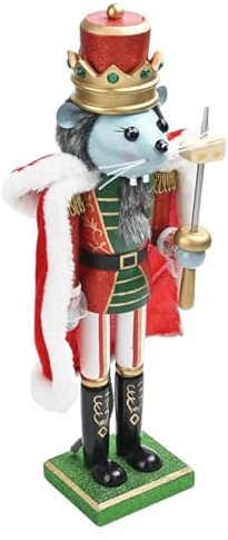 Wynrzyj Cascanueces de madera para festival, 38 cm, figura de rey ratón alto, juguete de muñeca de Navidad, escritorio y estanterías, decoración, decoración, regalo, cascanueces
