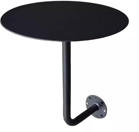 Runt barbord, väggmonterat cocktailbord med svart metalltopp och L-format ben, modernt bistro pubbord för middag