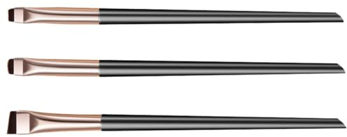 Hohopeti Juego de 3 Pinceles Delineadores de Ojos Negros y Dorados, Pinceles Correctores de Cejas y Sombras, Herramienta Aplicadora Fina y Angular para Maquillaje Profesional y Uso Diario