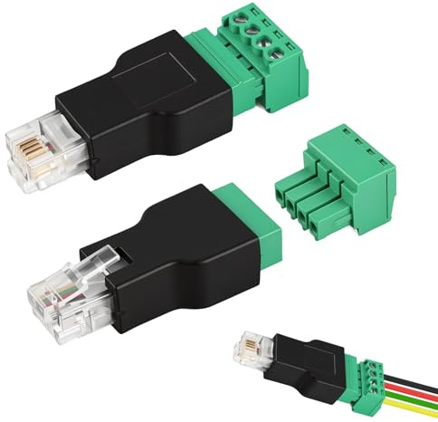 2 Stück RJ11 Schraubklemmen Adapter,RJ11 Stecker Schraubklemme RJ11 6P4C 4 Pin Stecker,Schraubklemmen Adapteranschluss,RJ11 öffentliche auf 4 polige Buchse Telefonleitungsstecker, Schraubklemmen-Adapt