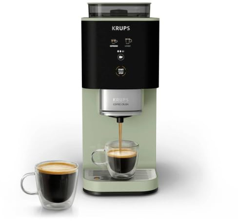 Krups Coffee Crush SA401LE0 - Máquina de café (1370 W, 1,8 L, 15 bar, 3 ajustes de molienda, verde/negro)
