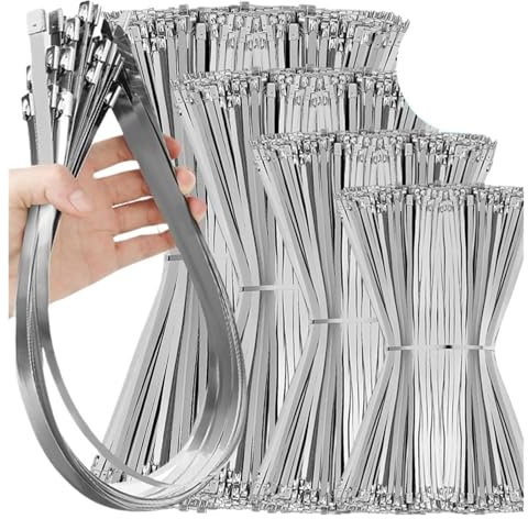 Bridas for cables de acero inoxidable, bridas de Metal con cierre automático, anillos de sujeción, envolturas de escape, correas, valla, brida fija, 10-60 uds.(7.9x300mm,50pcs)