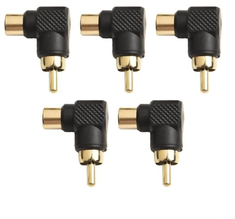 5 stycken 90 grader för rca adapter för vinkelkontakt förgylld zinklegering för HDTV DVD-spelare spelkonsoler subwoofer mottagare svart