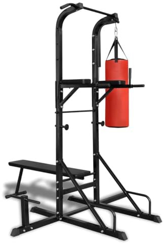 vidaXL Fitness-Station Kraftstation Heimtrainer Kraftturm Trainingsbank Boxsack