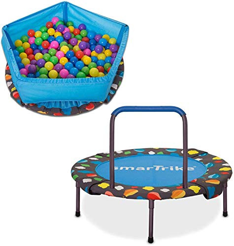 smarTrike Trampolino al Coperto per Bambini con Maniglia, Vasca delle Palline con 100 Palline incluse, Trampolino Pieghevole per bambini, 1-5 Anni