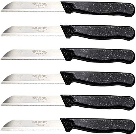 Solingen Allzweckmesser Obstmesser Schälmesser Meyve Bicagi Schwarz Flitzer 6 Stück - Sehr scharf
