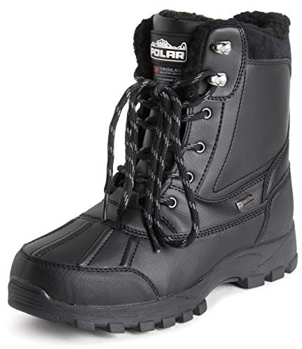 POLAR Mens Thinsulate Fully Lined Waterproof Deep Tread Durable Rubber Shell Thermal Winter Rain Snow Boots - Black - EU46/US13 - YC0693