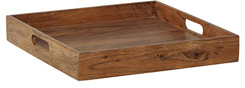 Elegantes Servier Tablett CIANO 40x40cm Akazie Massivholz mit Griffen Servierbrett Serviertablett