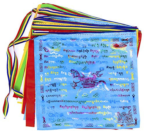 Banderas de oración tibetanas banderas de oración budista al aire libre 13,4 x 13,4 pulgadas, banderas de oración grande de caballo de viento Lungta