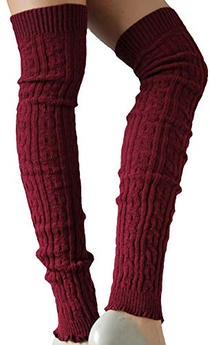 SC-Strümpfe Damen Wollstulpen extra lang Bordeaux one Size